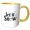 Yellow/White, variant on 3drose, Let It Snow - Snowman Face, 15oz Two-tone Black Mug