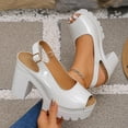 thumbnail image 4 of Summer Women Sandals Chunky Heel Peep Toe High Heels Sandals Summer Casual Leisure Dressy Daily Shoes Outerwear, 4 of 9