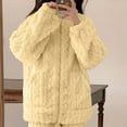 thumbnail image 5 of Sriper Fleece Pajama Sets for Women 2 Piece Winter Fuzzy Homewear Outfits Zip Up Long Sleeve Thermal Sleepwear Tops Soild Color Warm Nightwear Textured Elastic Waist Long Pants Ladies Loungewear, 5 of 5