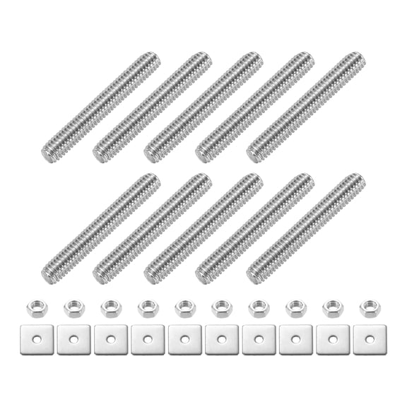 10Pack Fully Threaded Rod, M3 x 20mm 304 Stainless Steel with Nuts Washers