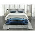 thumbnail image 3 of Ambesonne Sports Car Quilted Bedspread Set 3 Pcs, Front View Photo of Auto, Queen Size, Black Grey Blue, 3 of 5