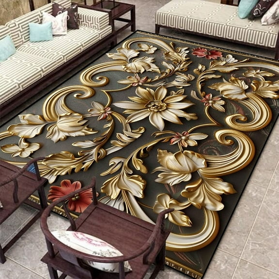 Flower 3D Carpet for Living Room Large Carpets ration Luxury Pattern Floor Mat Non-slip Bedroom Loun