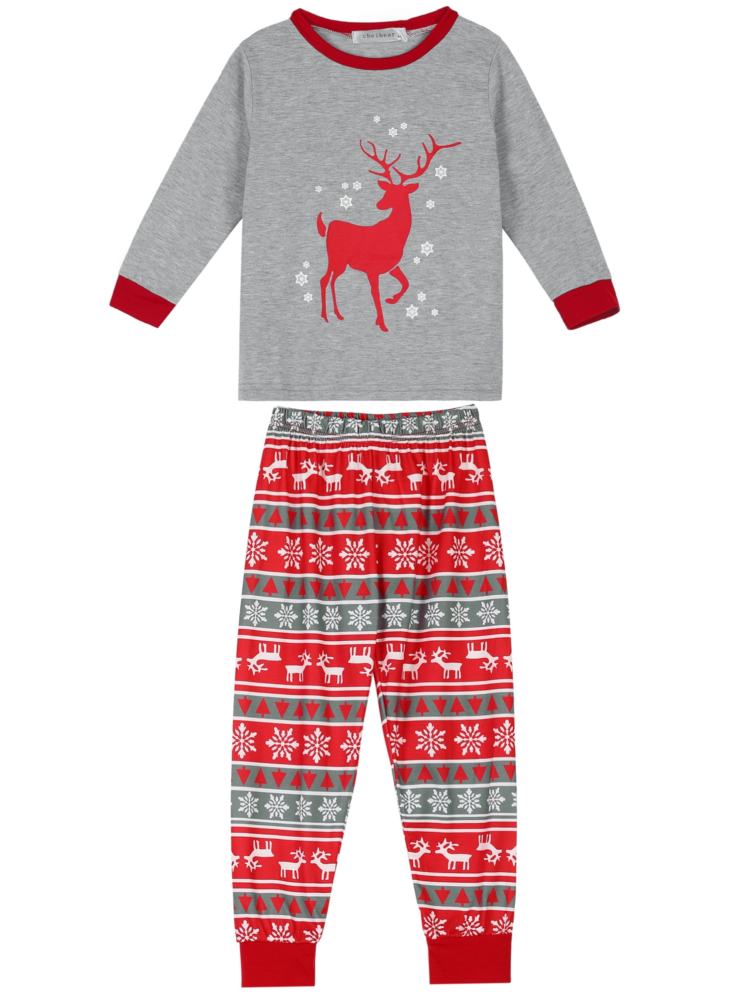 Unique Bargains Christmas Deer Print Long Sleeve Tee with Pants Lounge Family Pajama Sets M Big Boys