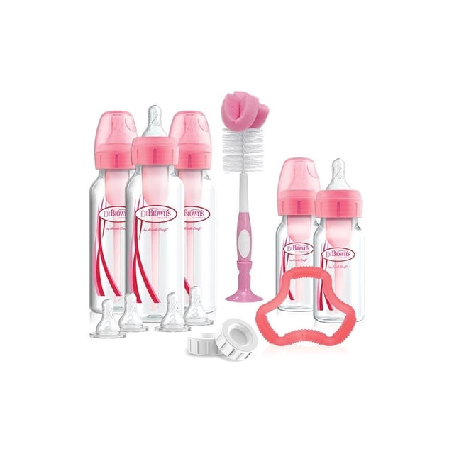 Paquete de Alimentación Recién Nacido Dr. Brown's Options+ Rosa 8oz 250 ml 5 piezas