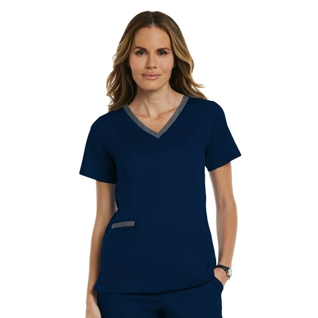 Maevn MATRIX Haut de Sarrau à Col en V Double Contrasté pour Femme, TTP - 3TG, Livraison Gratuite