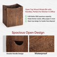 thumbnail image 3 of 5 Gallon Wood Trash Can with Handles, Small Wooden Waste Basket with Open Top Farmhouse Garbage Can for Bathroom and Kitchen, Office, Home Decor, Rustic Brown, 3 of 7