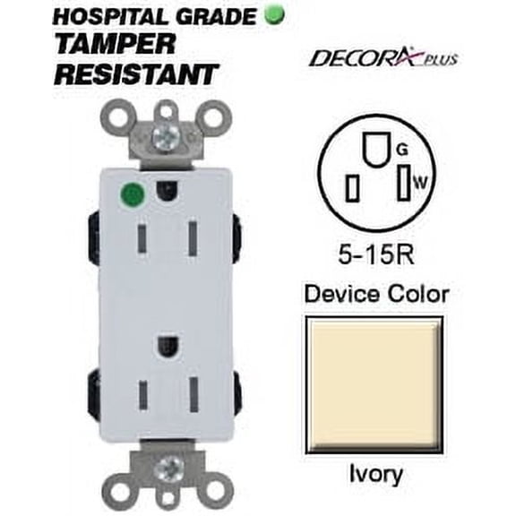 Leviton MT162-HGI 5-15R Decora Plus Modular Receptacle Tamper Resistant - Ivory