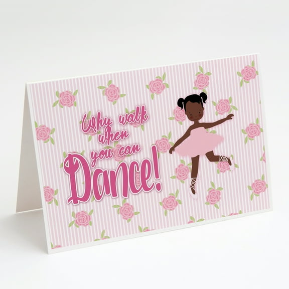 Ballet African American Pigtails Greeting Cards and Envelopes Pack of 8