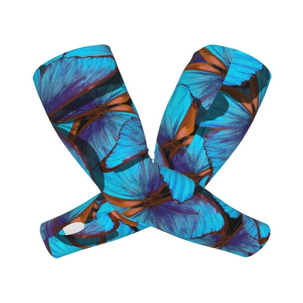 Balery Blue Butterflies Mangas Refrescantes para Brazos para Hombre y Mujer – Transpirables y Absorbentes de Humedad para Mujeres, Hombres y Niños