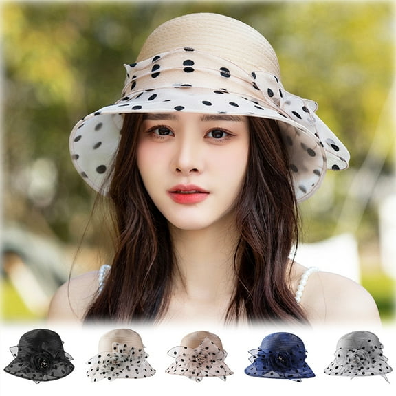 Women Round Dome Sun Hat,Flower Decor Tea Party Hats,Bridal Wedding Lady Hat