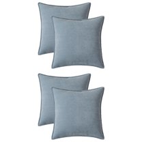 Unique Bargains 4 Pcs Soft Chenille Pillow Covers Blue 16" x 16"/18" x 18"