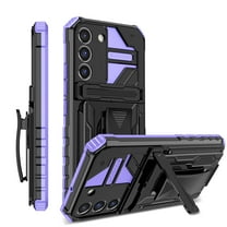 Allytech for Samsung Galaxy S21 Case with Detachable Rotating Back Clip,Drop Protection Built-in hidden Bracket Shockproof Armor Hybrid Dual Layer PC TPU Phone Case Cover,Purple