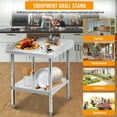 thumbnail image 2 of 12x24x30 Stainless Steel Work Table - NSF Commercial Prep Metal Table - Outdoor Pizza Oven Stand w/Under Shelf - Kitchen Island Laundry Utility Garage Microwave Stand Large Rolling Storage Cart, 2 of 7