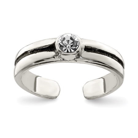 Auriga Fine Jewelry 925 Sterling Silver Cubic Zirconia Antiqued Toe Ring for Women