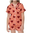 thumbnail image 2 of Auroural Baby Girl Pajamas 2T Girls Button Front Pajama Top & Shorts Set, Heart Shaped Print， 2-Piece, Sizes 2-14 & Plus, 2 of 6
