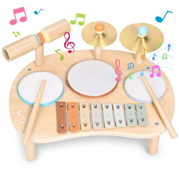 OATHX Toy Drum Xylophone Baby Music Toy Montessori Drum Set  Musical Instruments for Toddler and Preschool Toys