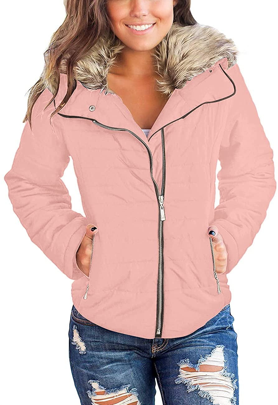 SNOW DREAMS Baby Girls Winter Jacket Faux Sherpa Fleece Coat Quilted Warm Outerwear Pink Zipper Up 