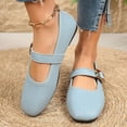 thumbnail image 6 of BRGZLK Mary Jane Shoes for Women Trendy Solid Color Round Toe Woven Print Ballet Flats with Strap Dressy Comfortable Casual Shoes Blue 6.5, 6 of 9
