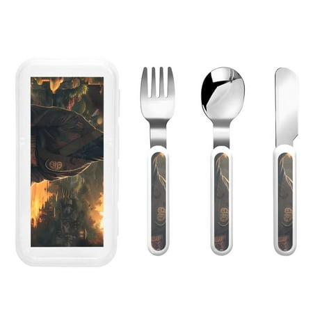 

Gaeub Sunset Meditating Doberman Print 3-Piece Children Knife Spoon Fork Set Stainless Steel Child Flatware Set Kids Utensils Set with Case for Lunch Box (Fork Spoon Knife Combo)