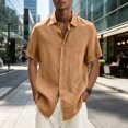 thumbnail image 2 of Yifymode Mens Short Sleeve Shirts Button Down Casual Summer Beach Vacation Lightweight Textured Pocket Dress Shirt Tops,Yellow 4XL, 2 of 8