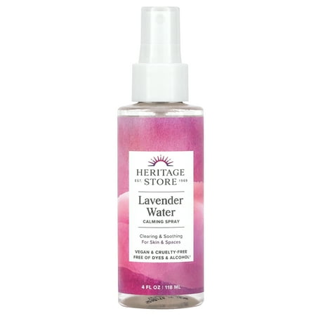 Heritage Store Lavender Flower Water | Refreshing Facial Mist | Hydrating & Calming Spray | No Dyes or Alcohol | 4oz