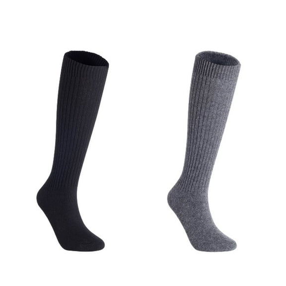 Lian LifeStyle Women's 2 Pairs Exceptional Knee High Wool Boot Socks FS05 Size 6-9  Black,Grey