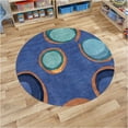 thumbnail image 3 of Round Blue Rug, Handmade carpet 8x8, Geometric wool rugs, Bedroom, Living Room., 3 of 7