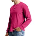 thumbnail image 5 of Men's Casual Knit Button Up Long Sleeve Henley Shirt, Top for Fall Winter, Layering Piece and Versatile Wardrobe Essential,Hot Pink,L, 5 of 9