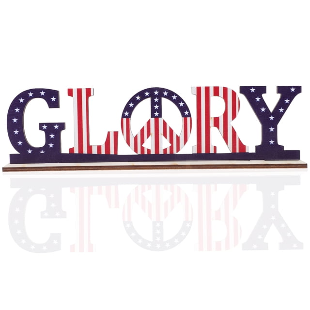 CIMAXIC Independence Day National Day Decorations Independence Day Table Sign Home Decor,11.61"X3.15"X1.97"