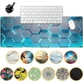thumbnail image 2 of Gaming Mouse Pad,Honeycomb Hexagon Desk Mat,31.5"X15.7" Large Desk Pad with Stitched Edge Non-Slip Base Keyboard Big Mouse Pad for Office Home Work Gaming-Blue, 2 of 6