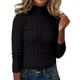 thumbnail image 2 of Fiaer Women Knitted Sweaters Turtleneck Slim Fit Long Sleeve Solid Casual Trendy Comfort Knitted Tops Black L, 2 of 7
