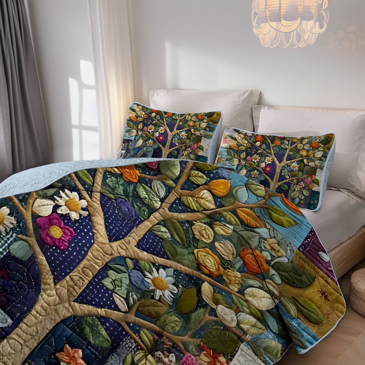 Davulos Quilts King Size, 3 Pieces Soft Quilt Bedding Set Floral King Bedspread for Modern Bedroom,Lightweight Coverlet with 2 Pillow Shams, 110x96 Inch