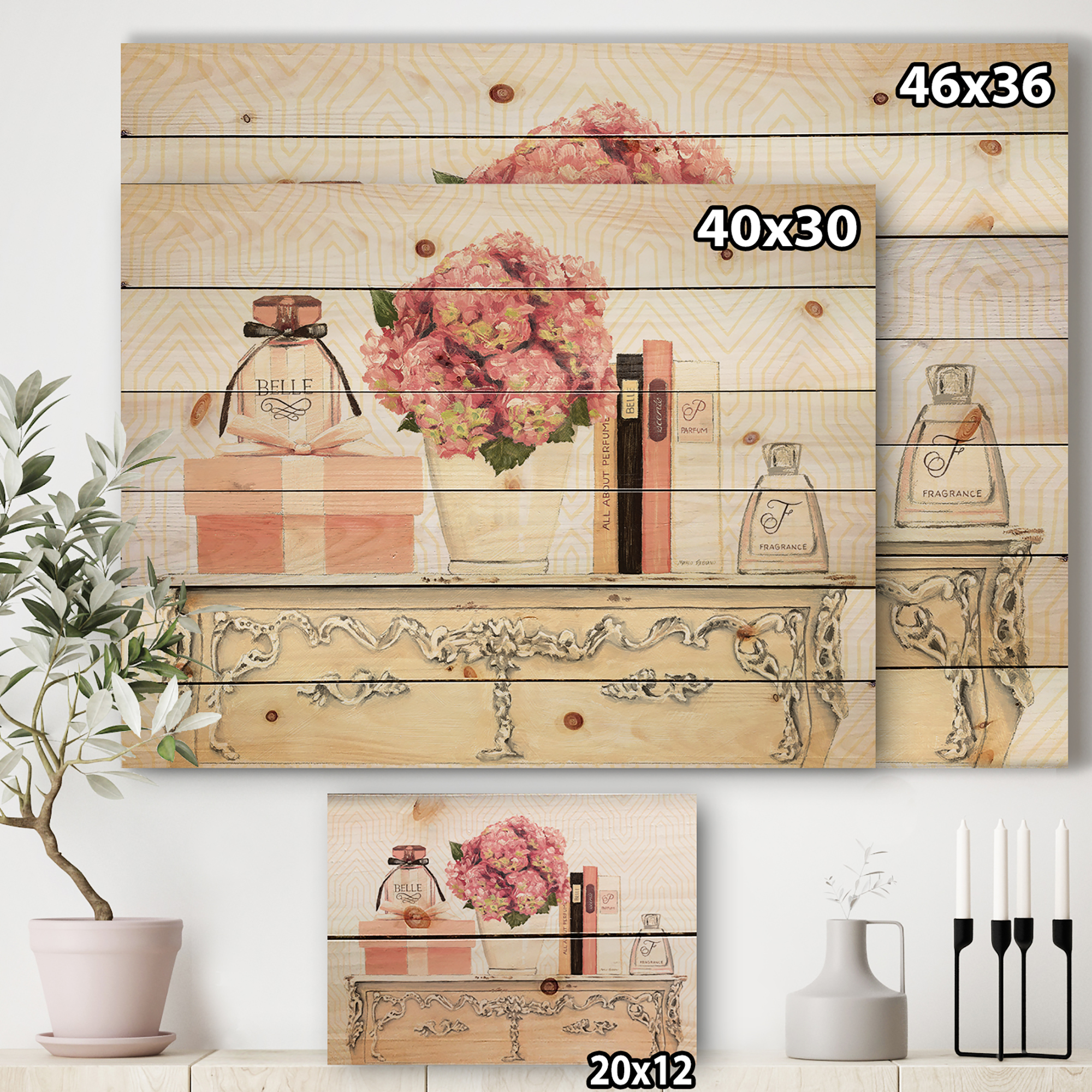 Designart 'Chic Fashion Closet IV' Fashion Print on Natural Pine Wood