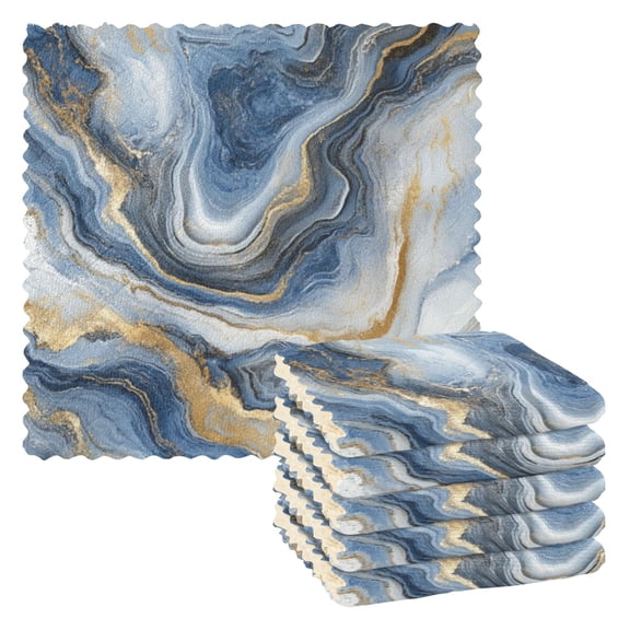 6 Pieces of Kitchen Towels 11x11Inch Kitchen Dish Cloths Kitchen Dish Towels Reuseable Cleaning Cloths Blue Marble