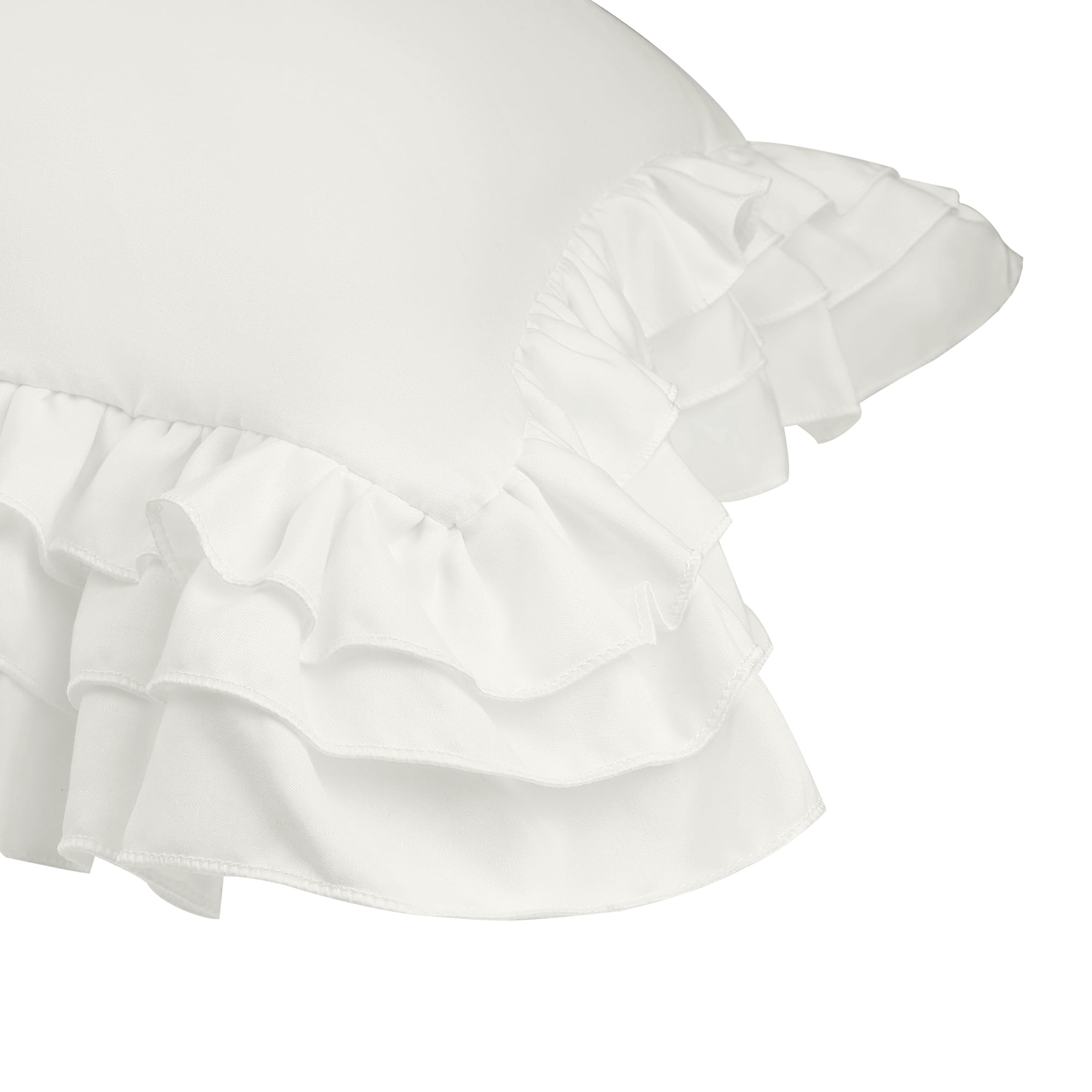 Unique Bargains Triple Ruffle Bedding Pillow Shams Set of 2 with Envelope Closure White Queen