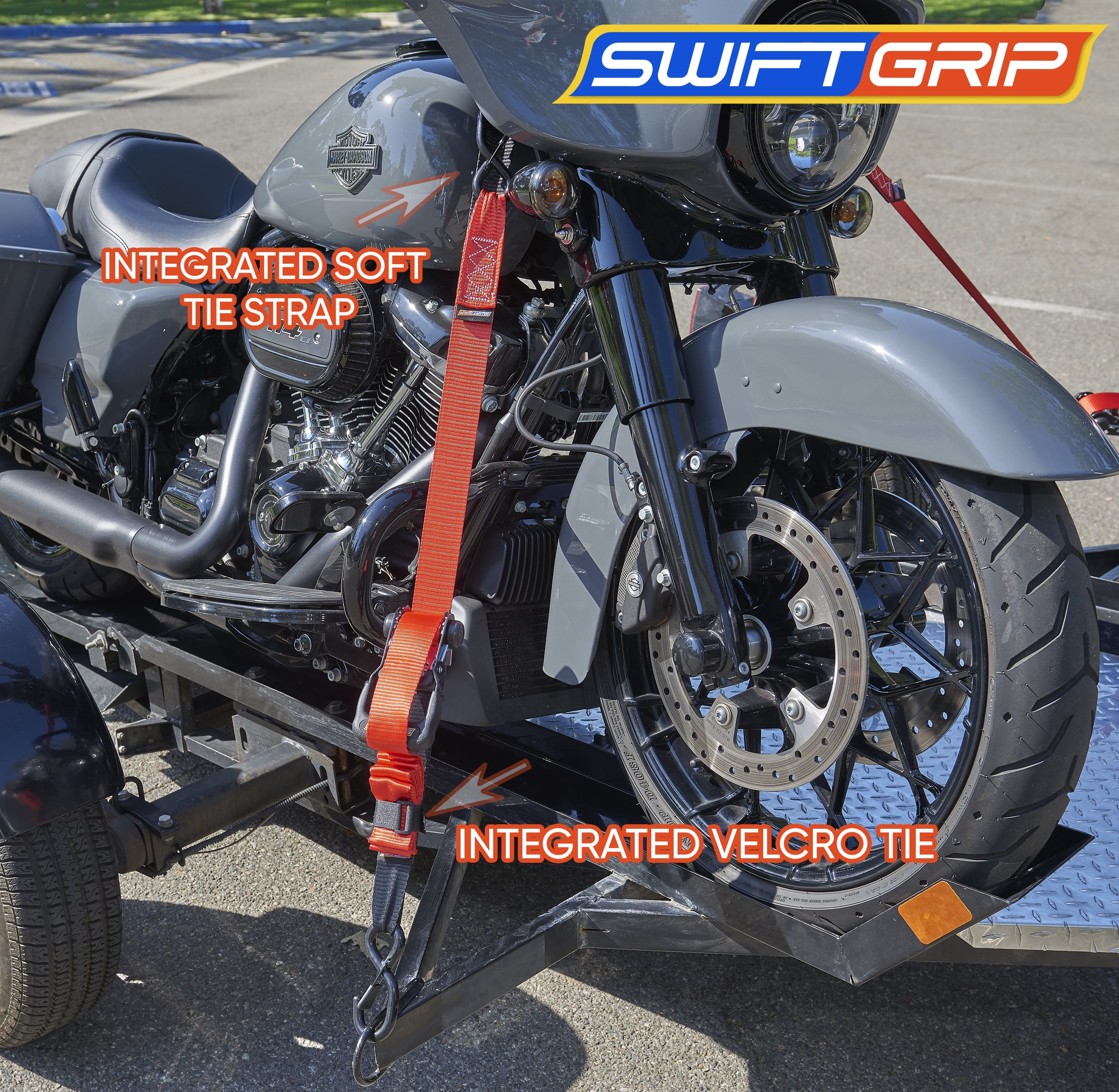Ratchet Straps Heavy Duty Tie Downs, (2) 1.5"x 8' Heavy Duty Ratchet Strap with Integrated Soft Tie Hook, UTV Tie Down Straps, Motorcycle Tie Down Straps, Padded Handles & Coated Chromoly Hooks(Black)