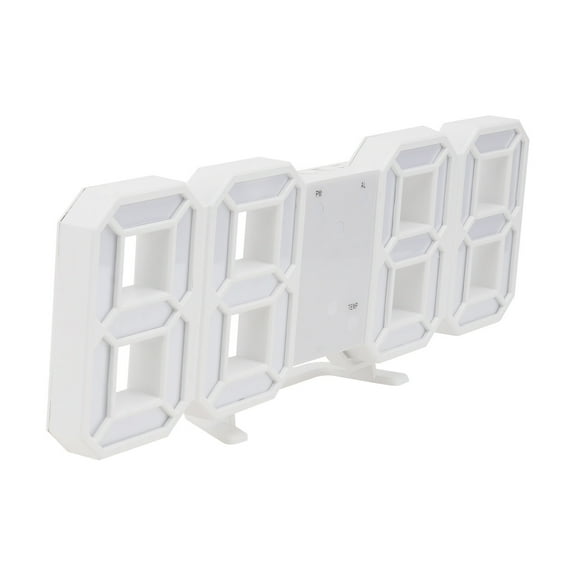Digital LED Clock Wall Mount Table Modern Clock for Living Room Bedroom Office (White LED Display)