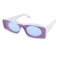 thumbnail image 4 of SHOWERORO Retro Round Lens Sunglasses Purple Frame Blue Lens Uv Protection For Men And Women 1Pack, 4 of 8