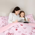 thumbnail image 5 of Erosebridal Cute Pink Bowknot 7-Piece Twin Bedding Sets,Kawaii Heart Print Bedding Comforter Set For Girls Kids,Reversible pink, 5 of 7