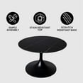 thumbnail image 5 of LeisureMod 24" Round Coffee Table with Sintered Stone Top and Powder-Coated Stainless Steel Pedestal Base for Modern Living Room, Bedroom, Lounge Area Verve Collection in Black, 5 of 9
