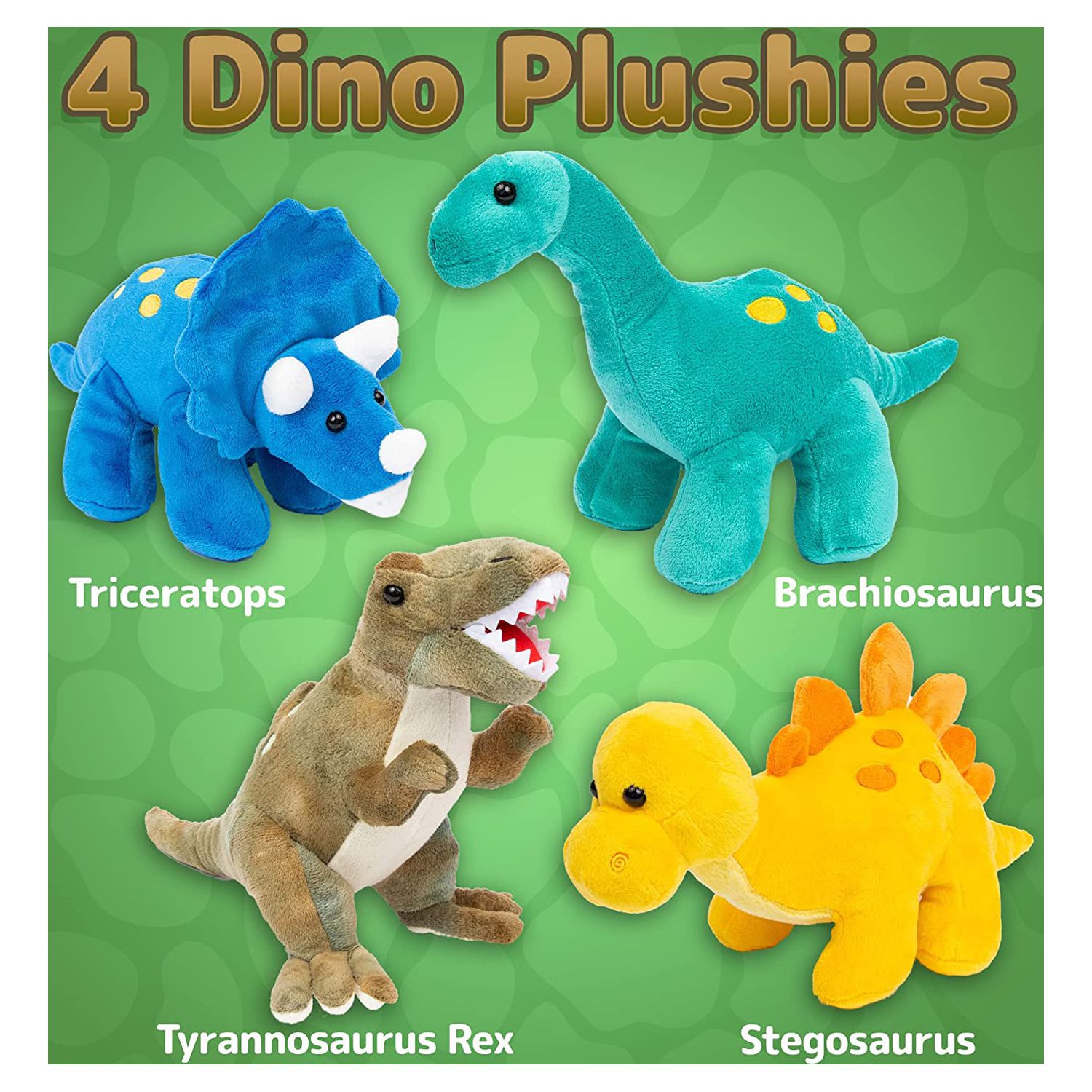 Prextex Plush Dinosaurs - 4 Pack of 10'' Long Stuffed Animal Assortment - Great Gift for Kids - Great Christmas Gift Set - image 2 of 7