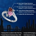 thumbnail image 2 of Gem Stone King 925 Sterling Silver Red Garnet Pink Moissanite and White Diamond Ring for Women (1.83 Cttw, Heart Shape 6MM, Gemstone January Birthstone, Size 6), 2 of 6