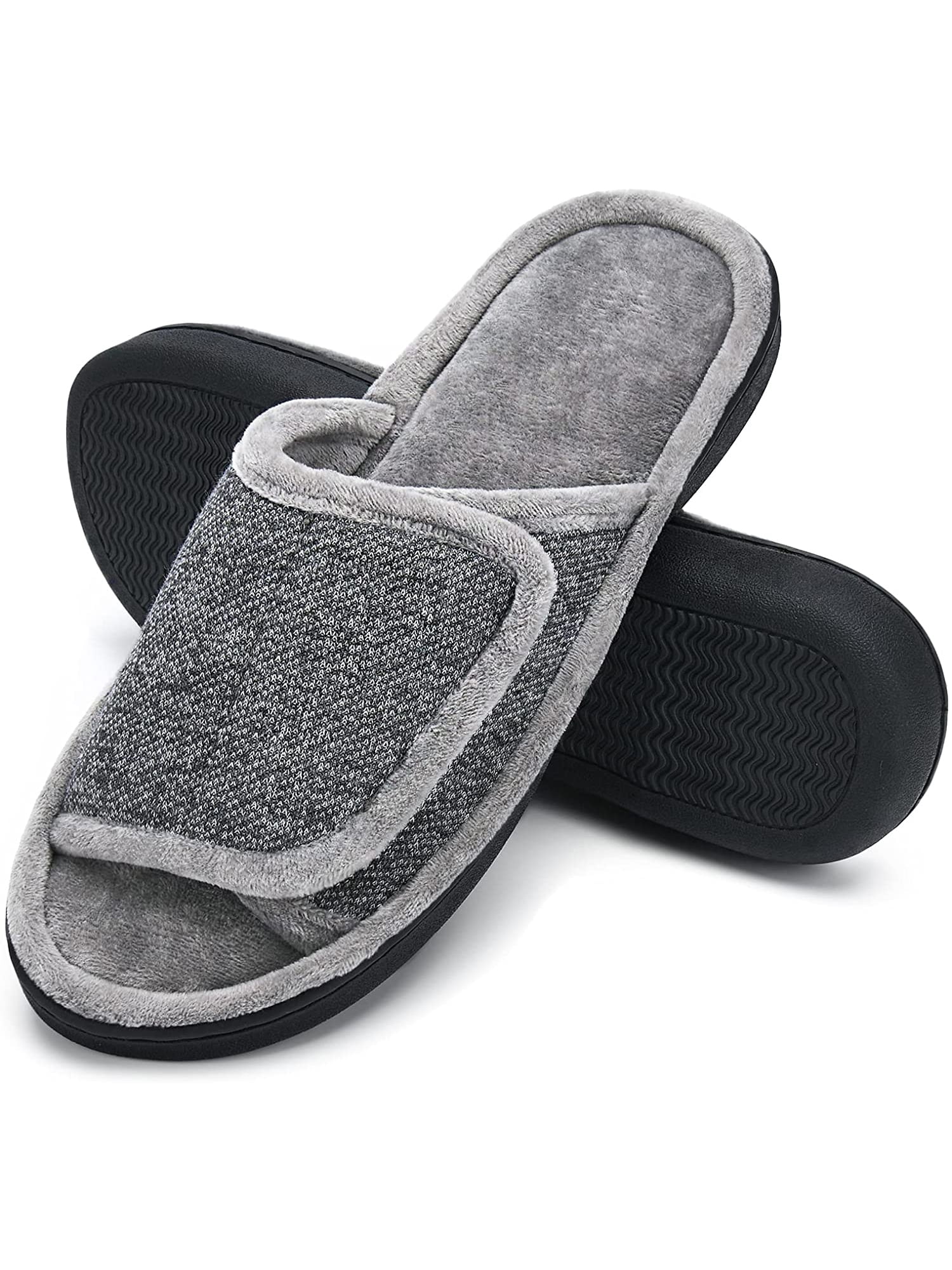 DL Adjustable Mens Slippers Memory Foam Open Toe House Slippers ...