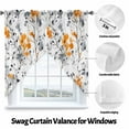 thumbnail image 3 of Vintage Orange Swag Curtain Valance for Windows, Gray Wildflowers Leaves Abstract Botanical Window Treatments Short Swag Topper for Kitchen Windows Bathroom Bedroom, 28"x36", 3 of 8