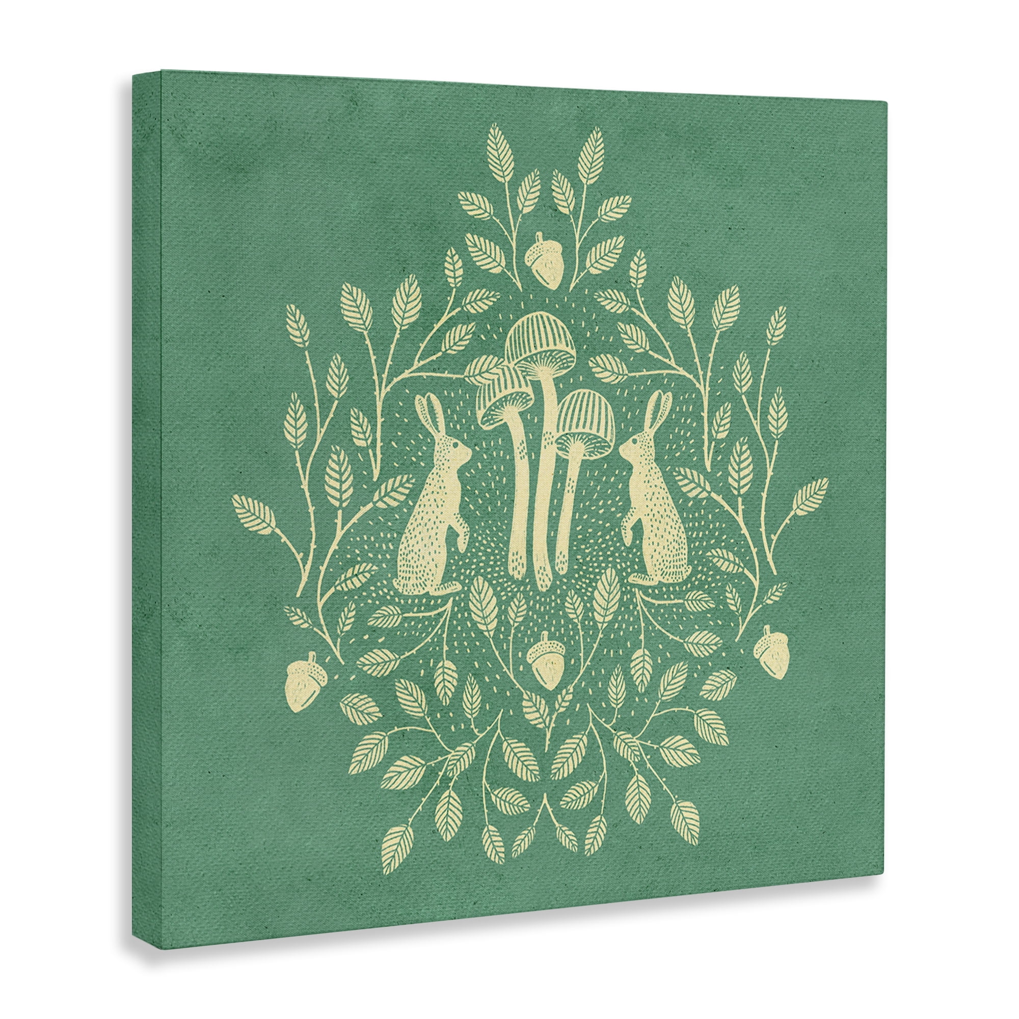 Stupell Industries Turquoise Botanical Rabbits Plants & Flowers Painting Wrapped Canvas Art Print Wall Art, 30 x 30