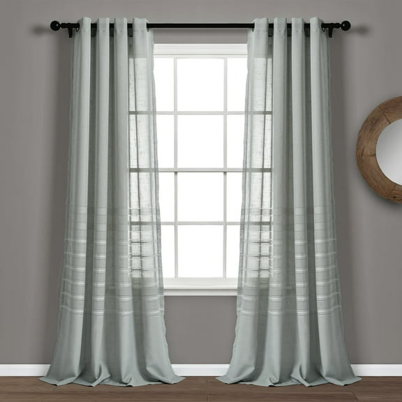 Bridie Grommet Sheer Window Curtain Panels Gray 52x84 Set