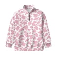 thumbnail image 4 of Uorisanigo Kids Sweatshirt Girls Soft Half Zip Pullover Sweatshirt Oversized Pink Cow Print Long Sleeve Pullover Top Fall Spring Outfits Clothes Quarter Zip Hoodies No Hood, 4 of 7
