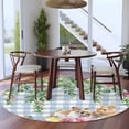 thumbnail image 4 of Easter Rabbits 6ft Round Rugs, Spring Cute Bunny Eggs Flowers Leaf Blue Plaid Washable Non-Slip Area Rugs for Living Room Bedroom Kitchen, Low Pile Dining Room Kicthen Circle Carpet, Indoor Floor Rug, 4 of 9