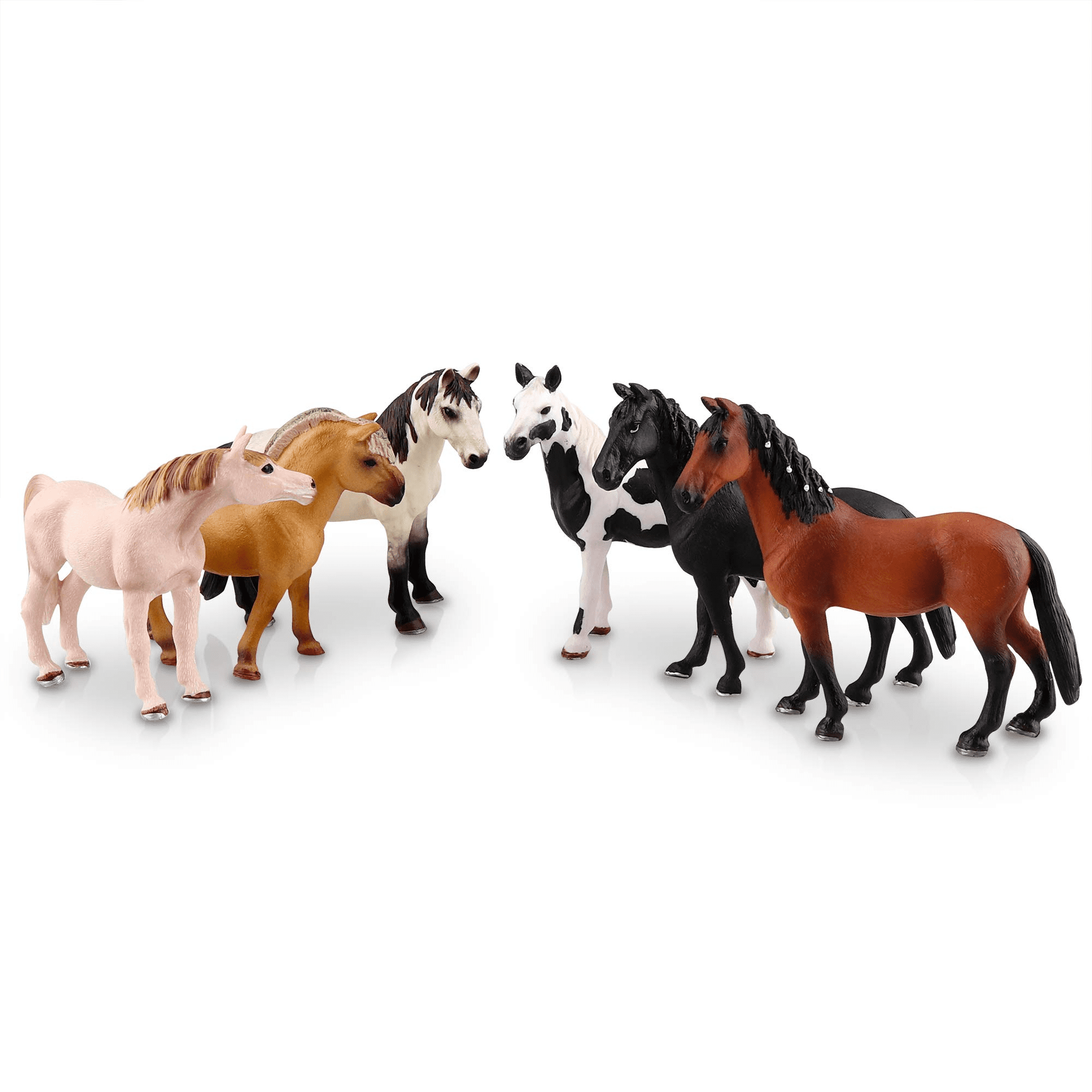 TOYMANY 6PCS 5" Realistic Plastic Large Horse Figurines Set, Detailed