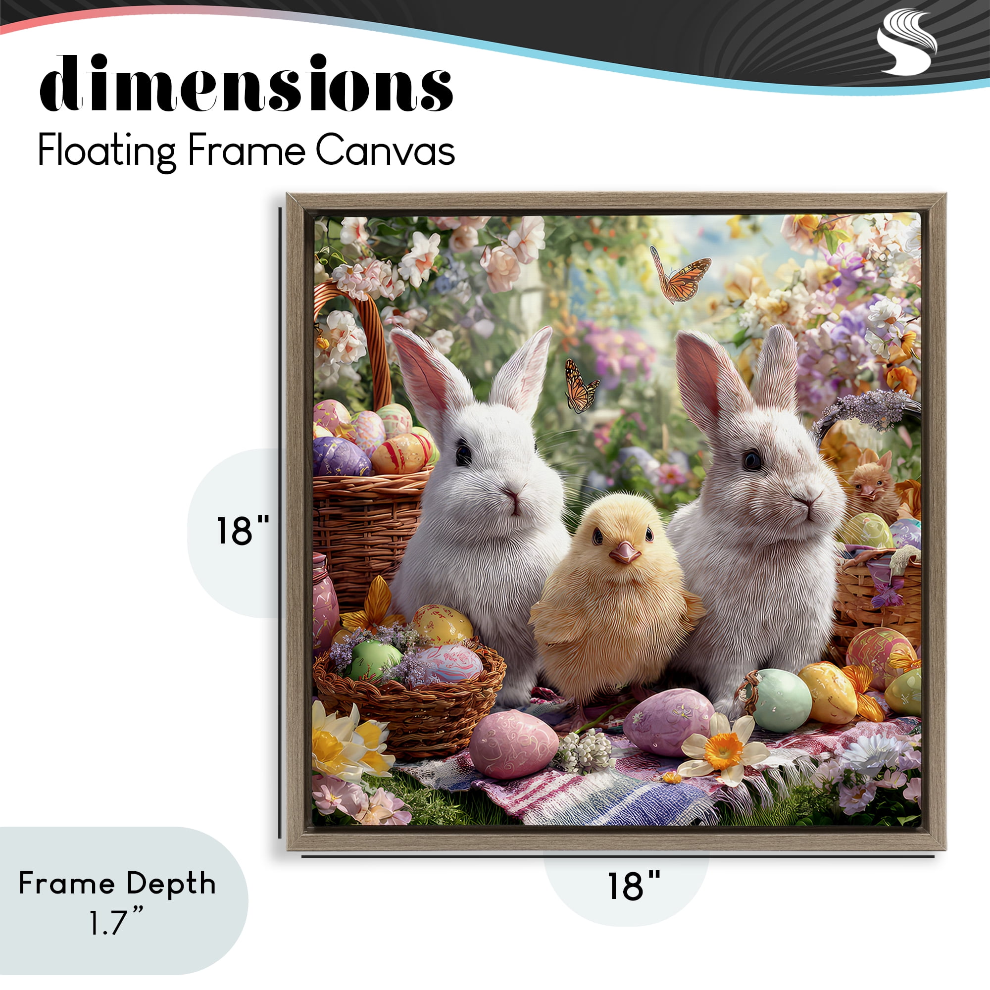 Stupell Industries Easter Animals & Eggs Brown Framed Floater Canvas Wall Art, design by The Wands Want